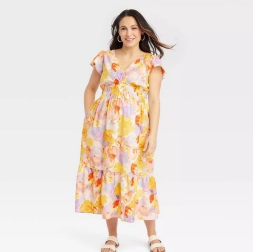 Isabel Maternity Floral Multicolor Dress XS